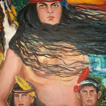 Pintura titulada "A nativa sulamerica…" por Alfonso Salinas Cruz, Obra de arte original, Oleo