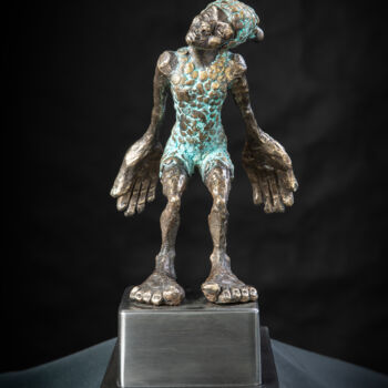 Sculptuur getiteld "Auf'n Sprung 3/8 +1…" door Alfred Eberharter, Origineel Kunstwerk, Bronzen