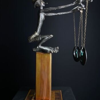 Sculptuur getiteld "Marionettenspieler" door Alfred Eberharter, Origineel Kunstwerk, Bronzen