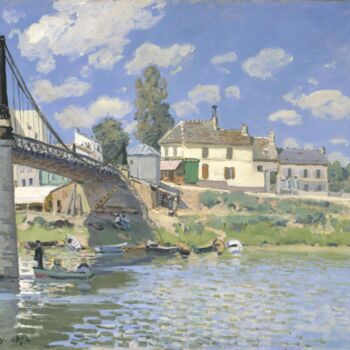 Painting titled "Le Pont de Villeneu…" by Alfred Sisley, Original Artwork, Oil