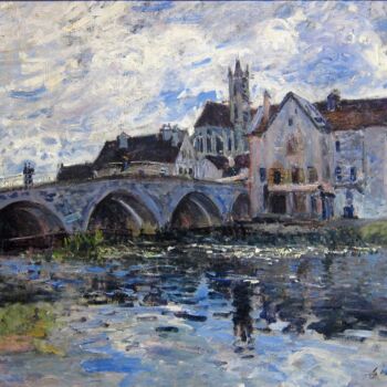 Painting titled "Le Pont de Moret-su…" by Alfred Sisley, Original Artwork, Oil