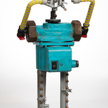 Escultura titulada "Recycled robot "Aba…" por Alfredo Blasco Nuin, Obra de arte original, Metales