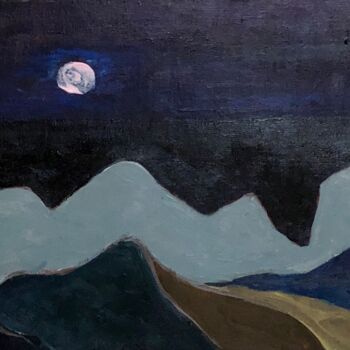 Painting titled "Moonlight" by Alfredo Machado Zingg, Original Artwork, Acrylic Mounted on Wood Stretcher frame