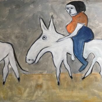 Pintura titulada "Adelina y el burro" por Alfredo Machado Zingg, Obra de arte original, Acrílico