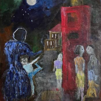 Pittura intitolato "Noche de Barrio" da Alfredo Machado Zingg, Opera d'arte originale, Acrilico Montato su Telaio per barell…