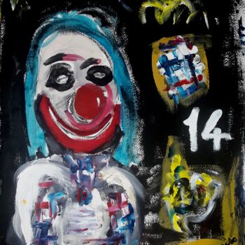 Schilderij getiteld "The Clown" door Alfredo Marceneiro, Origineel Kunstwerk, Acryl