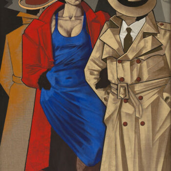 「Mujer con abrigo y…」というタイトルの絵画 Alfredo Montañaによって, オリジナルのアートワーク, オイル ウッドストレッチャーフレームにマウント