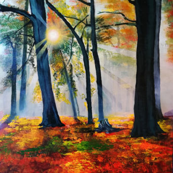 Painting titled "Bois de matin" by Kelo, Original Artwork, Acrylic