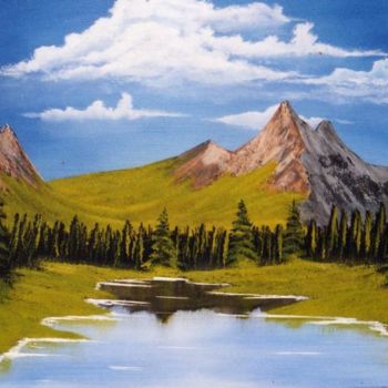 Pittura intitolato "lac de sommet" da Alain Maiano, Opera d'arte originale, Acrilico