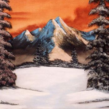 Peinture intitulée "neige au crepuscule" par Alain Maiano, Œuvre d'art originale, Acrylique