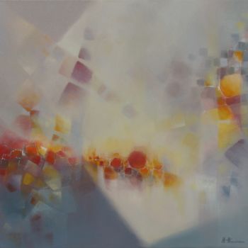 Painting titled "Enveloppé de brume" by Anne-Lise Hammann, Original Artwork, Acrylic