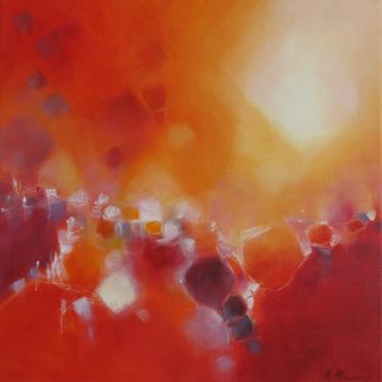 Pintura titulada "Horizon rouge" por Anne-Lise Hammann, Obra de arte original, Acrílico