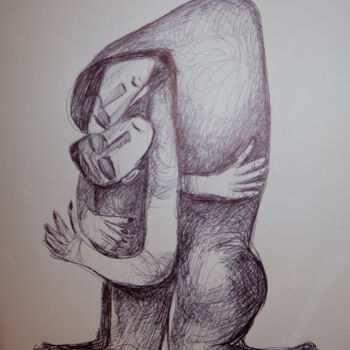 Drawing titled "AMOUR SPIRITUEL" by Ali Darwish, Original Artwork, Ballpoint pen