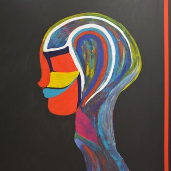 Malerei mit dem Titel "RED LINE" von Ali Kasap, Original-Kunstwerk, Acryl Auf Keilrahmen aus Holz montiert