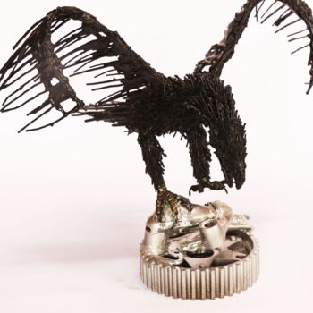 Sculpture intitulée "black Eagle (BJK)" par Ali Rıza Özkan (MetalSanatDunyası (metal art world)), Œuvre d'art originale, Mét…