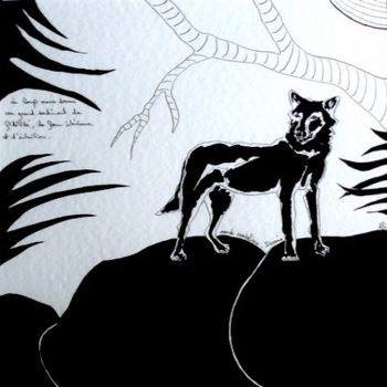 Dessin intitulée "Le Loup" par Alia, Œuvre d'art originale