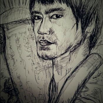 Drawing titled "Bruce Lee.jpg" by Alia Beydoun, Original Artwork, Ink