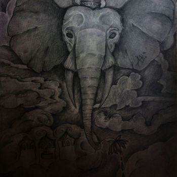 Drawing titled "Ganesha the god.jpg" by Alia Beydoun, Original Artwork, Charcoal