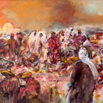 Peinture intitulée "Le souk" par Alia Kateb, Œuvre d'art originale, Huile