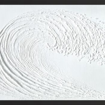 Painting titled "White wave" by Alia-Rutt Nova, Original Artwork, Acrylic Mounted on Other rigid panel