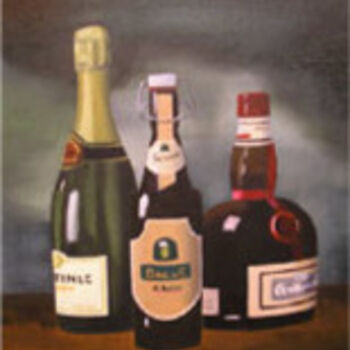 Painting titled "three bottles" by Ali Barlık, Original Artwork, Oil