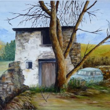 Painting titled "2018-cabane-abandon…" by Alice Capelli, Original Artwork, Oil
