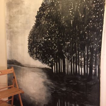 Peinture intitulée "Arbres et Reflets" par Alice Guillot-Michel, Œuvre d'art originale, Acrylique