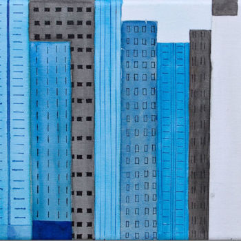 Peinture intitulée "immeubles-encres-60…" par Alice Queffelec, Œuvre d'art originale, Encre