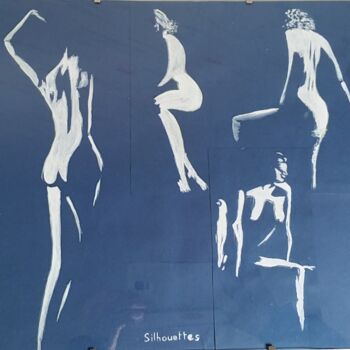 Drawing titled "Silhouettes" by Alice Queffelec, Original Artwork, Gouache Mounted on Glass