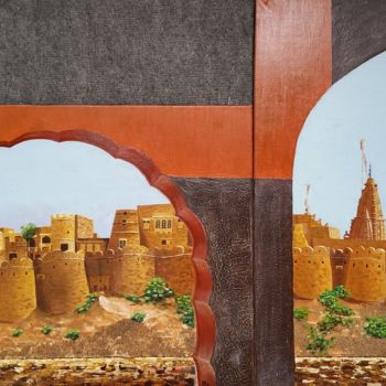 Peinture intitulée "Fort de Jaisalmer.j…" par Alice Queffelec, Œuvre d'art originale, Huile