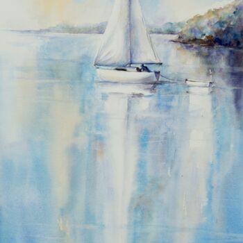 Peinture intitulée "vers l'horizon" par Alice Quillévéré, Œuvre d'art originale, Aquarelle