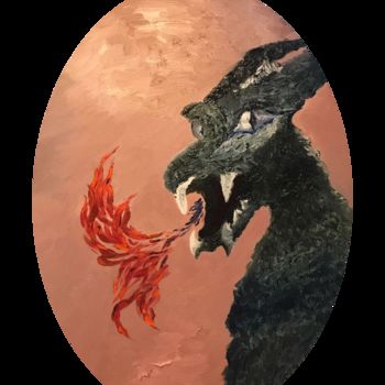 Painting titled "Dragon of luck" by Alisa Bukharova, Original Artwork, Oil