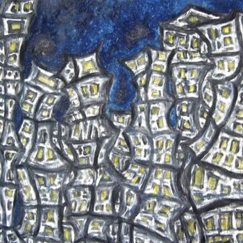 Pittura intitolato "Città notturna mossa" da Alice Castellani, Opera d'arte originale