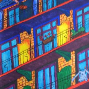 Malerei mit dem Titel "Coloured Amburgo" von Alice Castellani, Original-Kunstwerk
