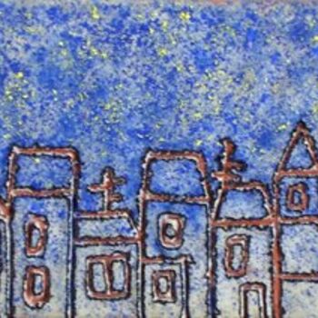 Pittura intitolato "Città con cielo ste…" da Alice Castellani, Opera d'arte originale