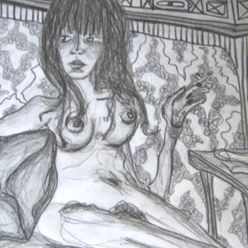 Ζωγραφική με τίτλο "Brigitte che fuma" από Alice Castellani, Αυθεντικά έργα τέχνης