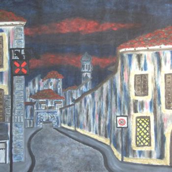 Pittura intitolato "In città rosso di s…" da Alice Castellani, Opera d'arte originale