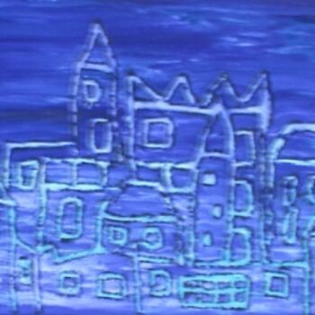 Pittura intitolato "Città notturna" da Alice Castellani, Opera d'arte originale