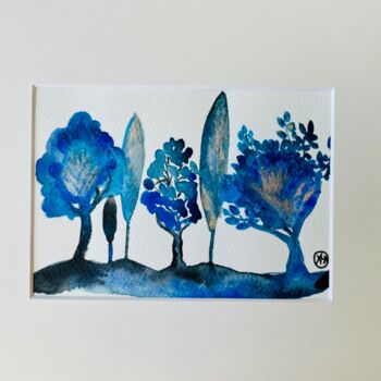 Schilderij getiteld "Jardin bleu" door Alice Debernard, Origineel Kunstwerk, Aquarel