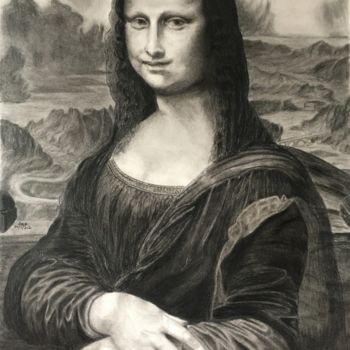 Painting titled "Mona Lisa" by Hakan Oğuz, Original Artwork, Conté