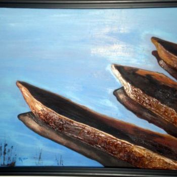 Peinture intitulée "barques africaines" par Alice Nin, Œuvre d'art originale