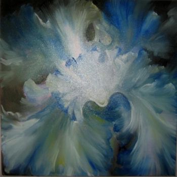 Painting titled "Blue Iris" by Alis Onu, Original Artwork, Oil