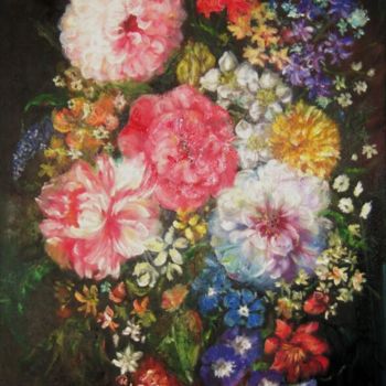 Painting titled "Flowers in a Vase" by Alis Onu, Original Artwork