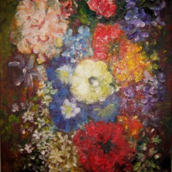 Peinture intitulée "Flowers" par Alis Onu, Œuvre d'art originale