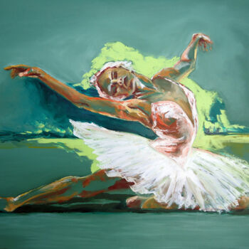 Pintura titulada "Lago de los cisnes…" por Alicia Besada, Obra de arte original, Oleo