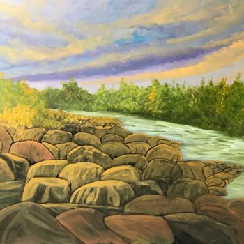 Painting titled "The river" by Alicia Lopez, Original Artwork, Oil
