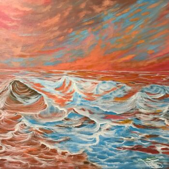 Peinture intitulée "Raging waves 001" par Alicia Lopez, Œuvre d'art originale, Acrylique