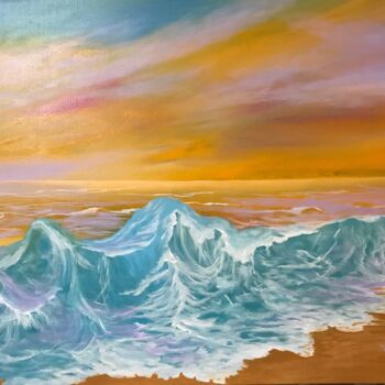 Картина под названием "Raging waves 003" - Alicia Lopez, Подлинное произведение искусства, Акрил