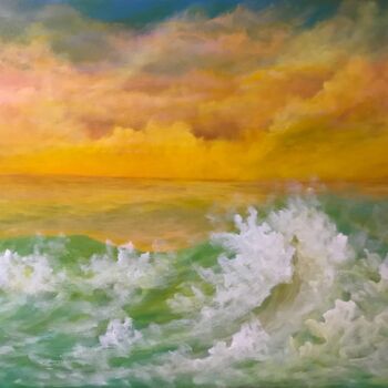 Malerei mit dem Titel "Raging waves 004" von Alicia Lopez, Original-Kunstwerk, Acryl