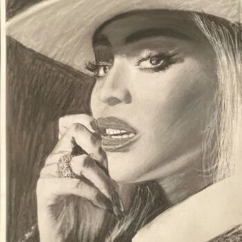 Рисунок под названием "Beyonce" - Alicia Lopez, Подлинное произведение искусства, Древесный уголь